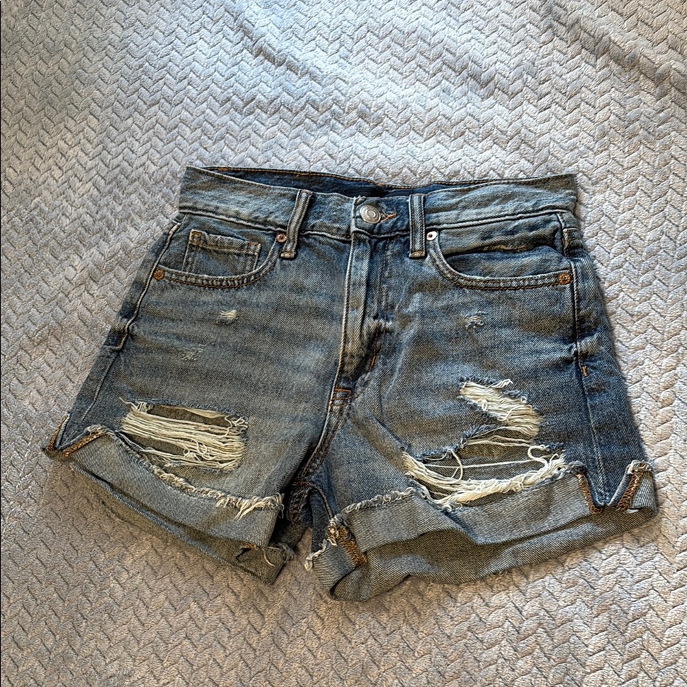 Aeropostale Blue Distressed Jean Shorts